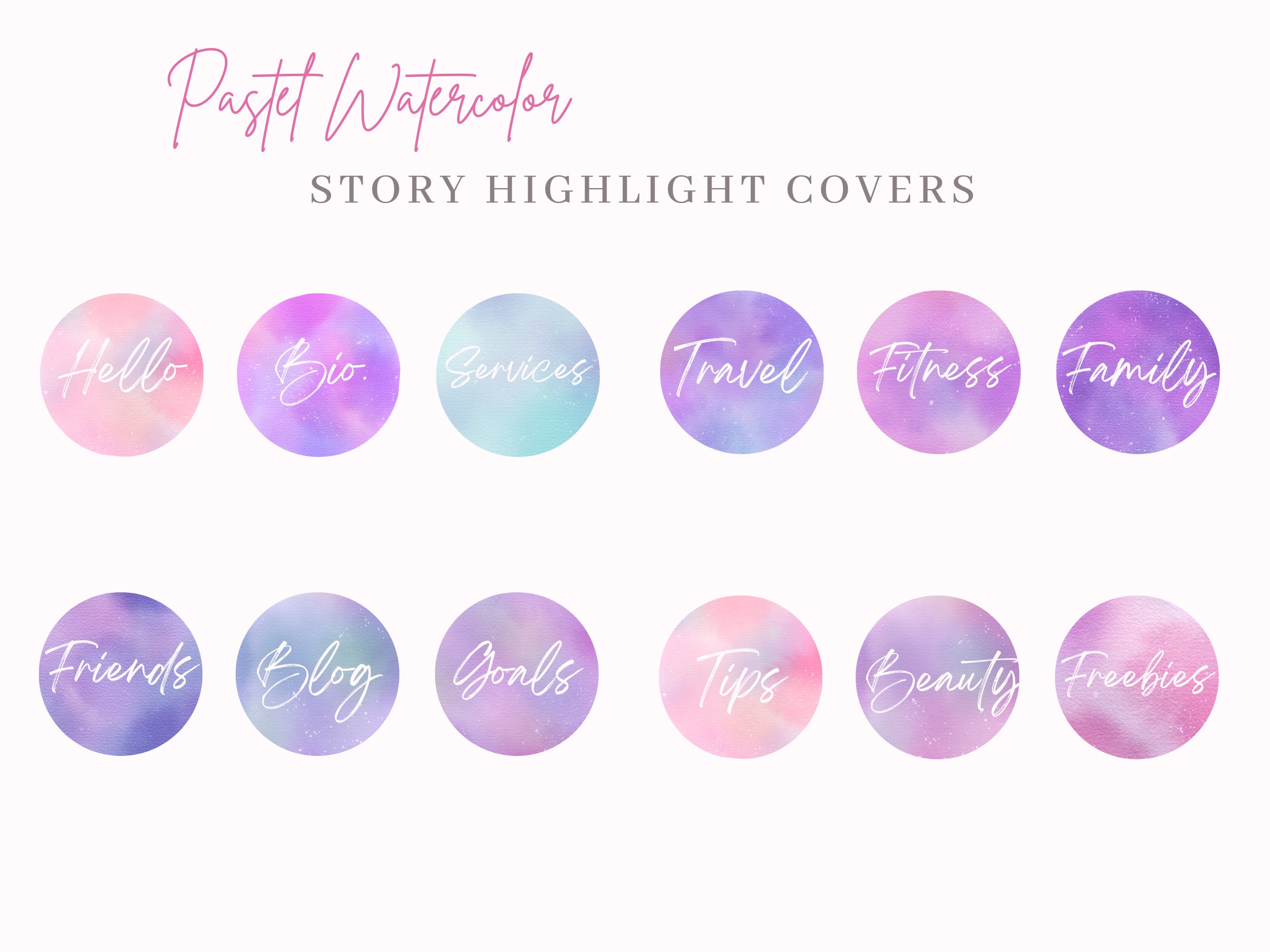 Instagram Highlight Covers ~ Watercolor IG Icons ~ Pink & Purple IG  Highlights