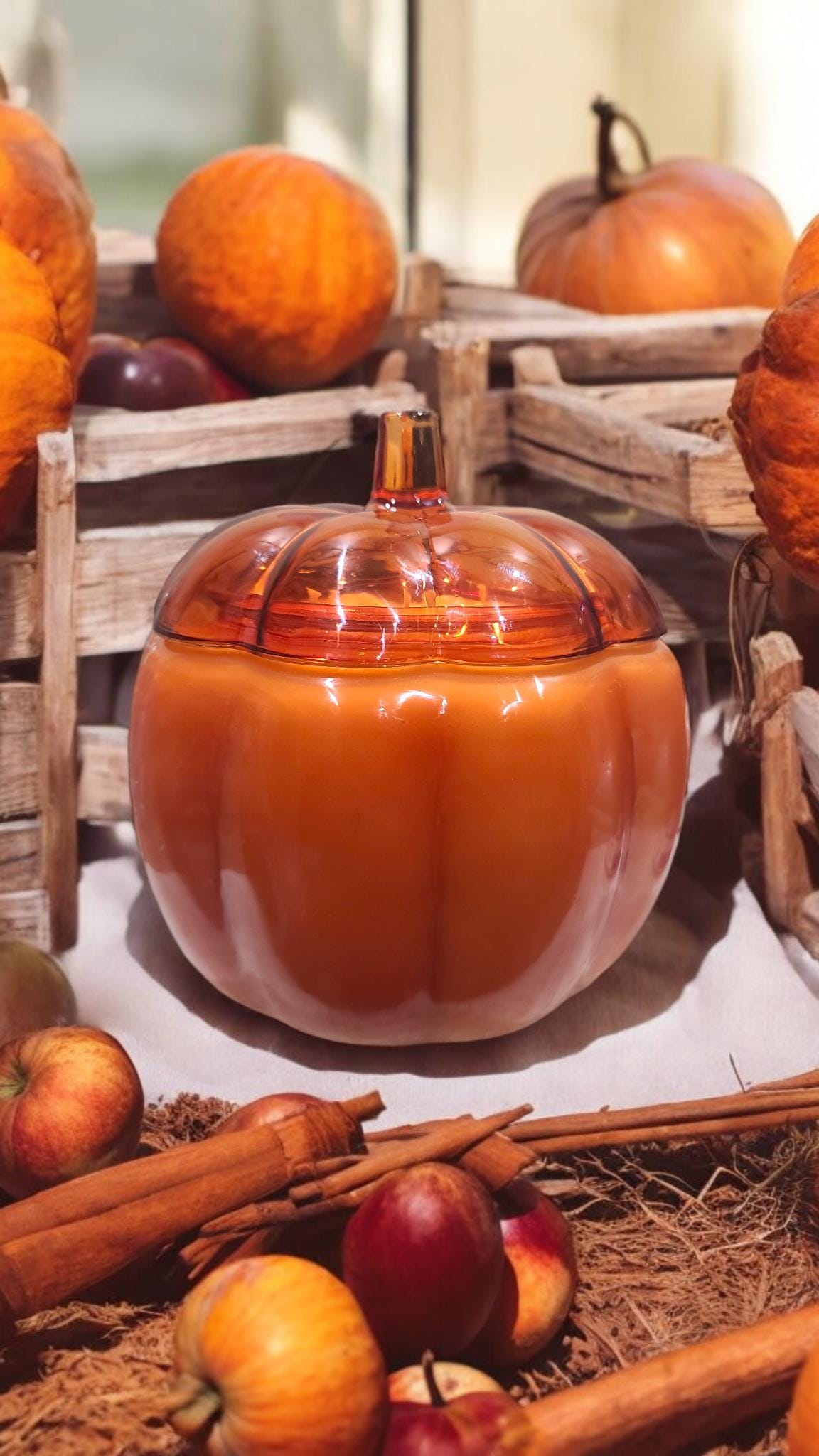 Assorted 4.75 Inch Brown Glass Filled Pumpkin Candle main image 0