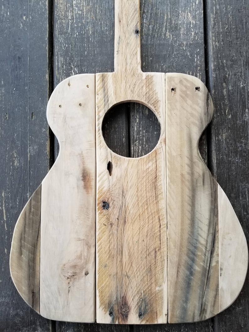 Reclaimed pallet wood guitar wall art Etsy