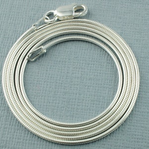 Silver Snake Chain - Solid Silver Snake Chain - Round Snake Chain - 925 Sterling Silver Snake Chain Necklace - 16&quot; 18&quot; 20&quot;