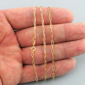 Halsband med gem i 9 karat gult guld, 40 cm, 45 cm, 50 cm, 61 cm | Gemkedja i massivt guld | Avlång länkkedja bild 5