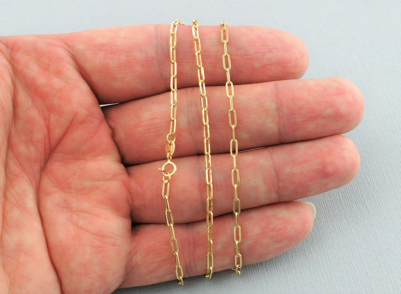 Halsband med gem i 9 karat gult guld, 40 cm, 45 cm, 50 cm, 61 cm | Gemkedja i massivt guld | Avlång länkkedja bild 5