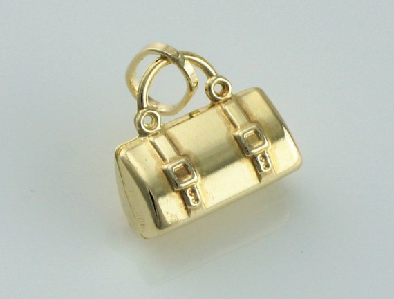 9ct Yellow Gold Handbag - Travel Holdall Charm / Pendant
