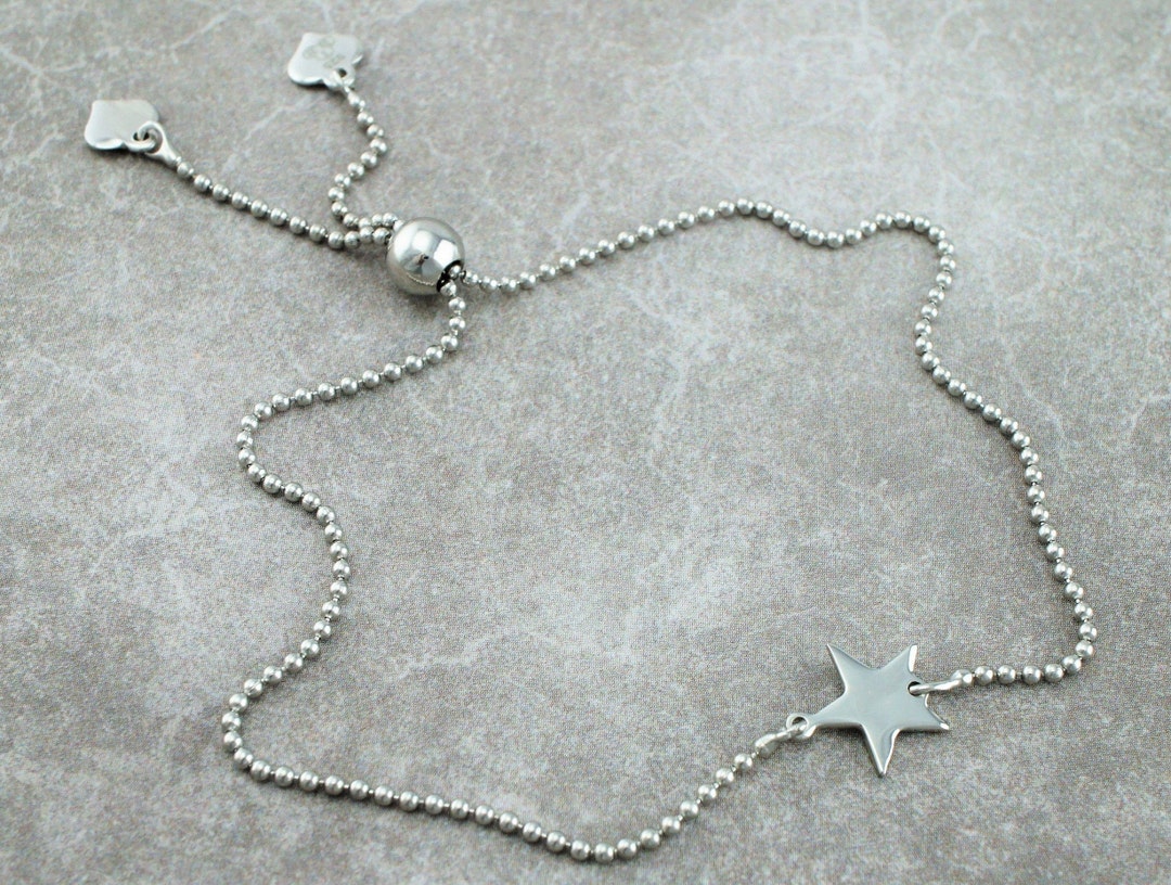 Bracciale Donna In Argento Con Stelle E Perline - Set Di 2 Gioielli Regolabili - 5