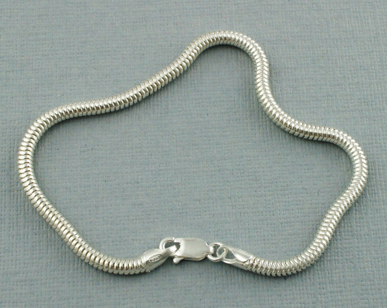Silver Snake Chain Bracelet Sterling Silver Snake Chain Bracelet 7.5 925 Snake Chain 3mm Snake Chain Bracelet