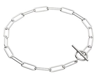 Pulsera de cadena con clip de plata de ley 925 de 19 cm / Pulsera de cadena con clip de plata de ley chapada en oro