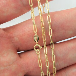 Halsband med gem i 9 karat gult guld, 40 cm, 45 cm, 50 cm, 61 cm | Gemkedja i massivt guld | Avlång länkkedja bild 3