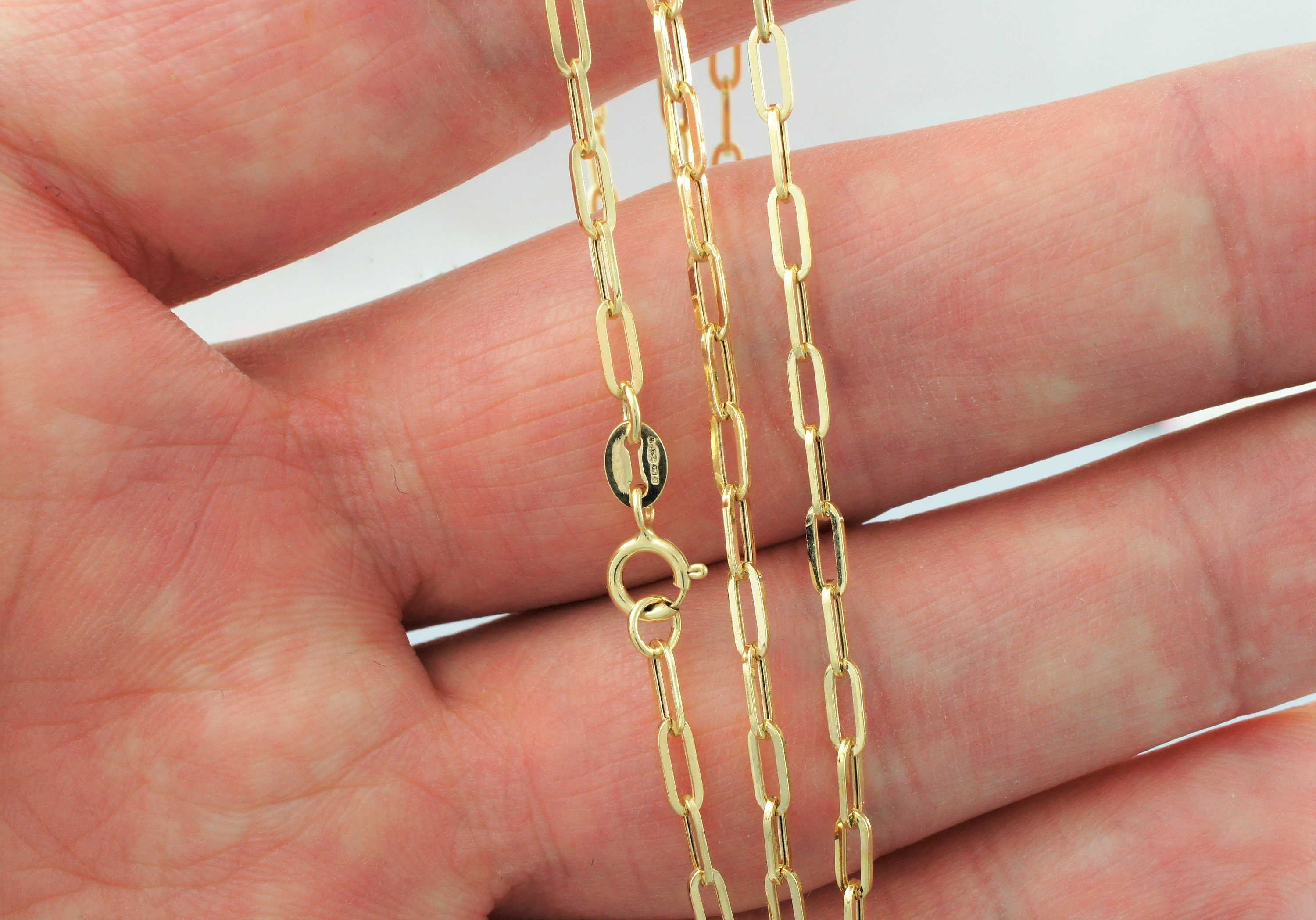 9ct Yellow Gold Paperclip Chain Necklace 16 18 Etsy UK