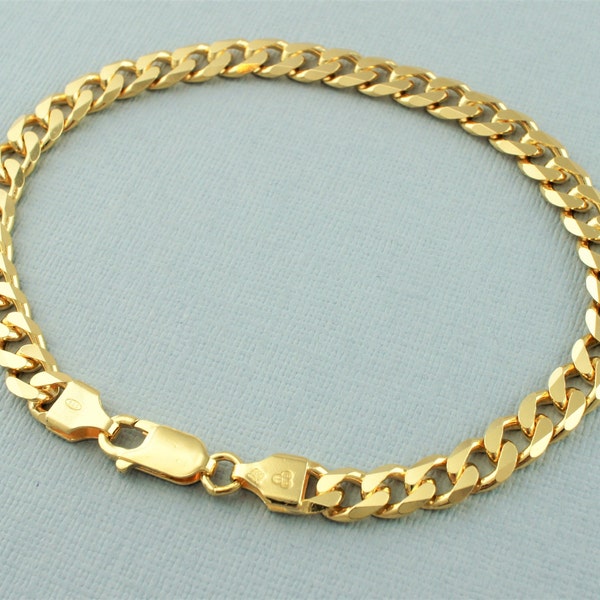 9ct Or jaune sur bracelet solide sterling argent Curb Curb Chain 8.5 »