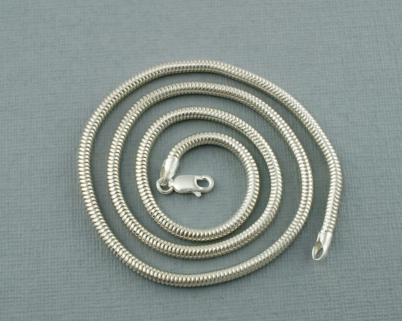 Silver Snake Chain Necklace 3mm Sterling Silver Snake Chain Solid