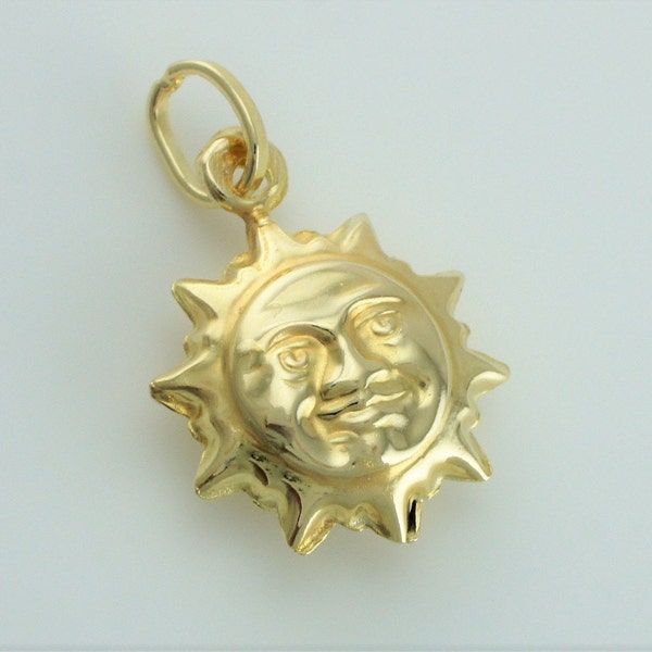 Pendentif 9ct Yellow Gold Sun Face - Charme