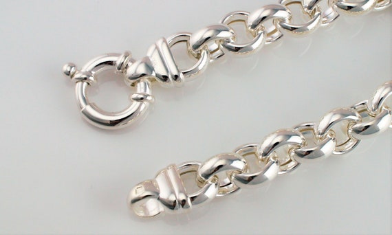 Large Silver Stone Set Belcher Bracelet - Smiths Jewellers