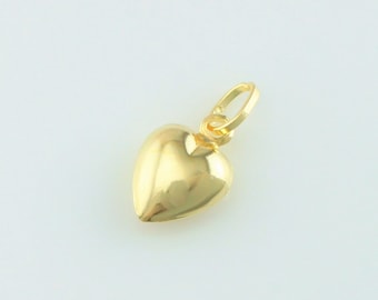9ct Gold Heart Pendant - 375 Yellow Gold Heart Charm