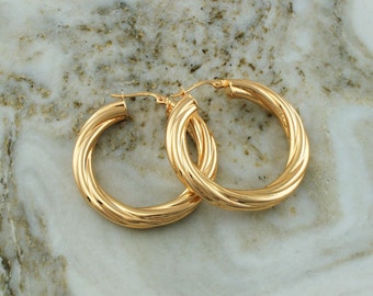 New 9ct Yellow Gold Victorian Style Spiked Round Creole Hoop Earrings 2.6 gr | Australia