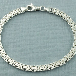 Herren Silber Armband 925 Sterling Silber Flach byzantinischen Kettenarmband - Schweres Herren Silber Armband Massiv Silber Kettenarmband