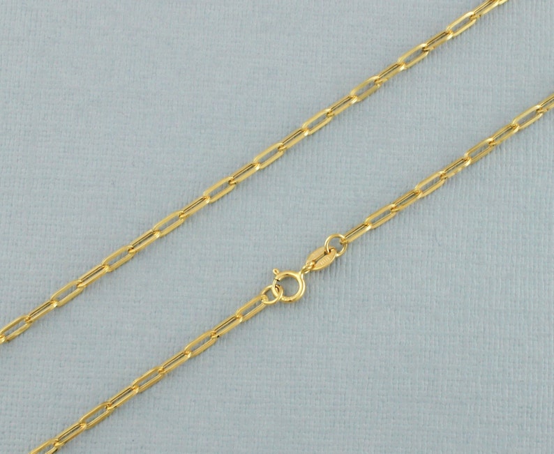 Halsband med gem i 9 karat gult guld, 40 cm, 45 cm, 50 cm, 61 cm | Gemkedja i massivt guld | Avlång länkkedja bild 4