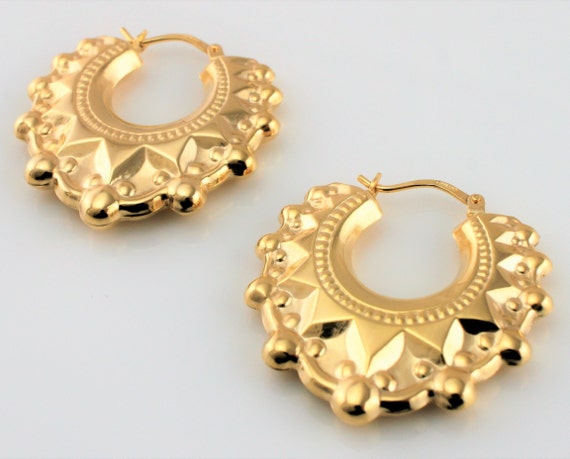 Orecchini A Cerchio Creoli In Oro Giallo 9k Vintage - Foto 3