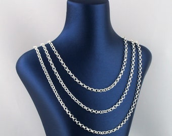 Halsband i massivt 925 sterlingsilver med rund Belcher Rolo-kedja, 4,5 mm
