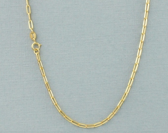 Small Chain Necklace 24K Yellow Gold Plated 17.5" 45cm 2mm wide Unisex UK