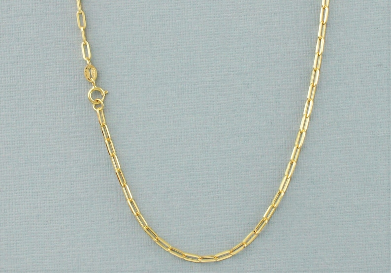 Halsband med gem i 9 karat gult guld, 40 cm, 45 cm, 50 cm, 61 cm | Gemkedja i massivt guld | Avlång länkkedja bild 1