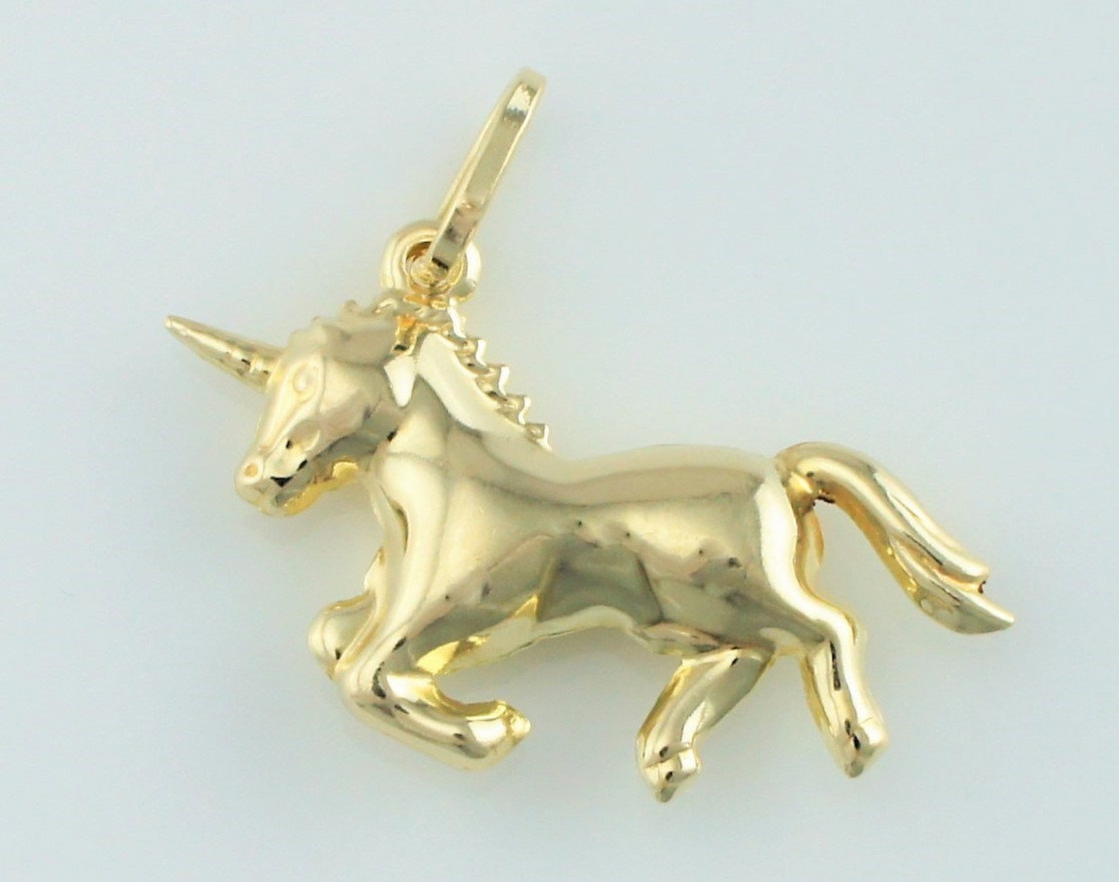 9ct Yellow Gold Unicorn Pendant Gold Unicorn Charm Gold Etsy