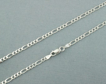 Figarokedja i silver - Figarokedja i massivt silver - Halsband i 925 sterlingsilver med Figarokedja 40 cm, 40 cm, 50 cm, 3 mm