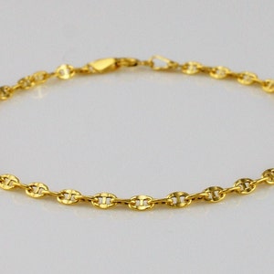 9ct Yellow Gold Marine Style / Mariner Style Anchor Chain Bracelet 18cm / 7 inch