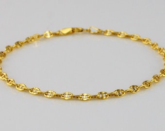 9ct Yellow Gold Marine Links Bracelet Lightweight 18cm/7" Womens Gift Boxed 9ct Yellow Gold Marine Links Bracelet Lightweight 18cm/7" Womens Gift Boxed