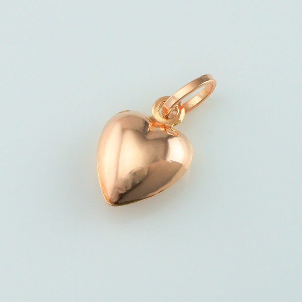 9ct Rose Gold Heart Charm - Pendant - Rose Gold Charm