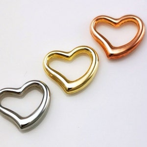 Petit pendentif coeur flottant en or 9 carats - Or jaune - Or blanc - Coeur en or rose - Pendentif coeur ouvert en or - Pendentif de collier curseur