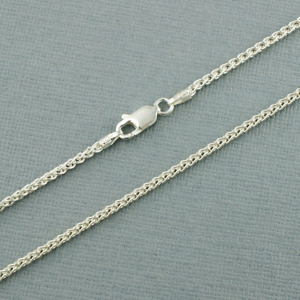 925 Sterling Silver Spiga Wheat Chain Necklace | 1.8mm | 16", 18", 20", 22", 24", 28" | Silver Spiga Chain | Silver Wheat Chain