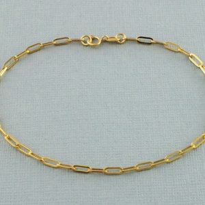 9ct Yellow Gold Paperclip Chain Bracelet 18.5cm / 7.2 inch