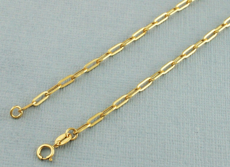 Halsband med gem i 9 karat gult guld, 40 cm, 45 cm, 50 cm, 61 cm | Gemkedja i massivt guld | Avlång länkkedja bild 2