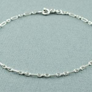 Dainty 925 Sterling Silver Diamond Cut Figaro Belcher Bracelet 7.5" - Chain Links Bracelet