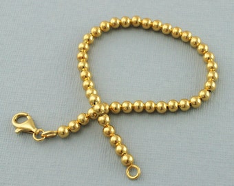 9ct Gold on Sterling Silver 4mm Bead Ball Chain Bracelet