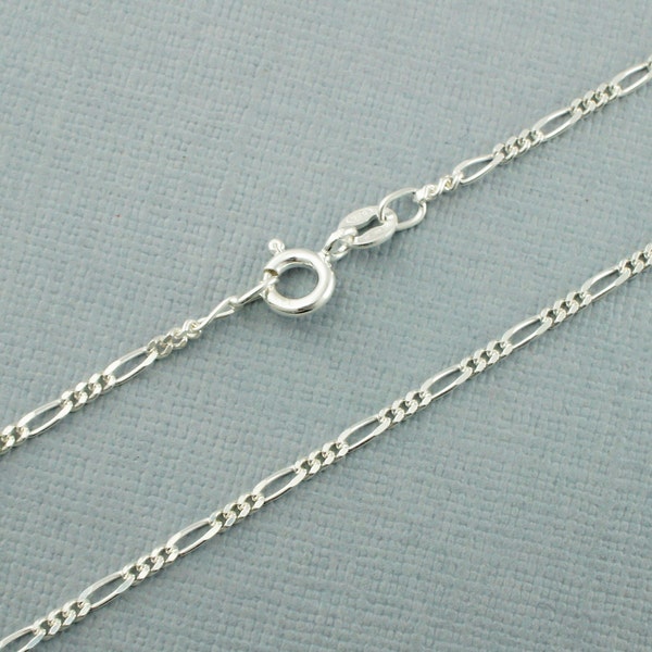 Silver Figaro Chain - Solid Silver Figaro Chain - 925 Sterling Silver Figaro Chain Necklace 16", 18", 20" New! 1.7mm