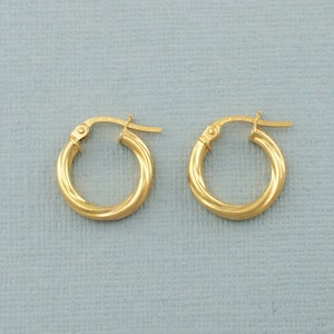 Gold Hoop Earrings | 9ct Yellow Gold Twisted Hoop Earrings | Small Hoop Earrings | Gold Twisted Round Earrings