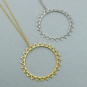 925 Sterling Silber Großer Sonnenanhänger Halskette