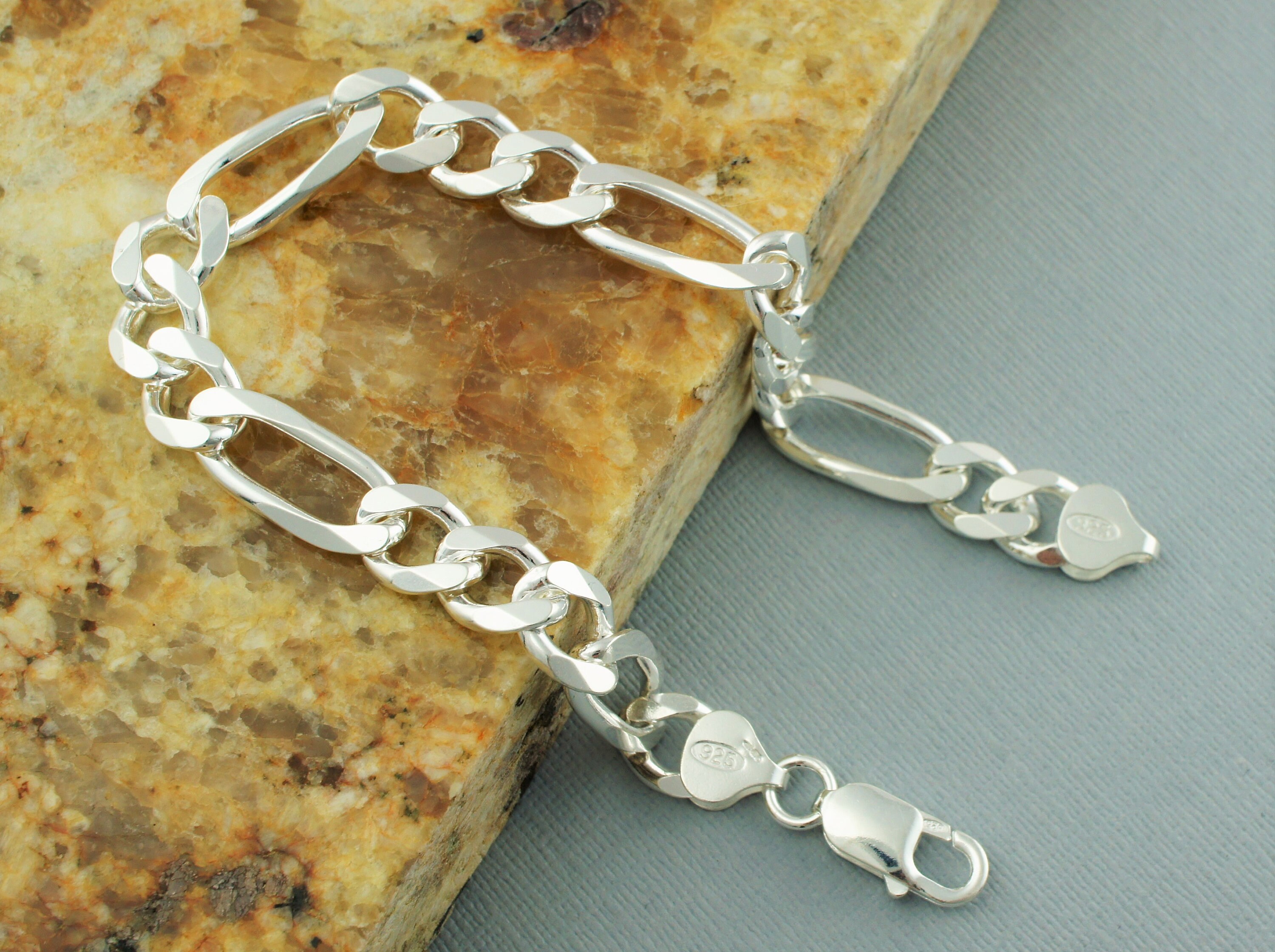 Figaro sterling silver bracelets deals