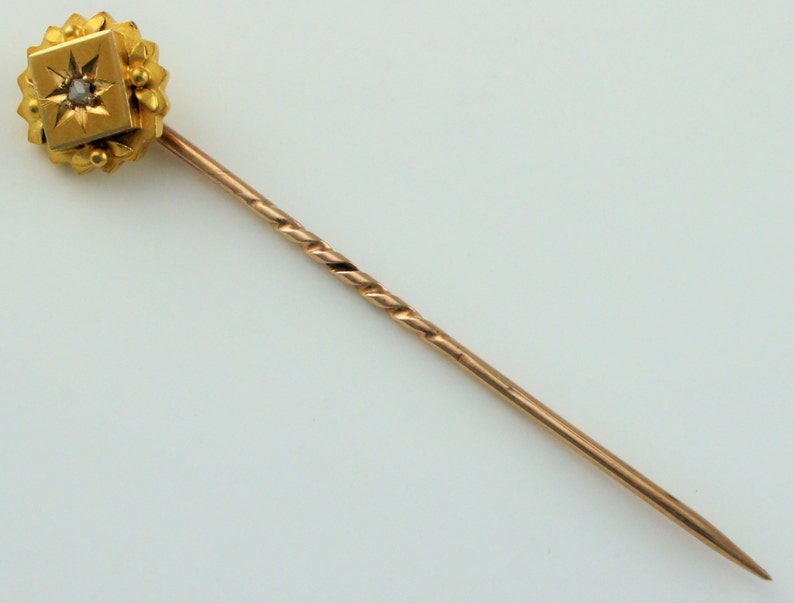 15ct Gold Antique Victorian Yellow Gold Gemstone Stick Pin