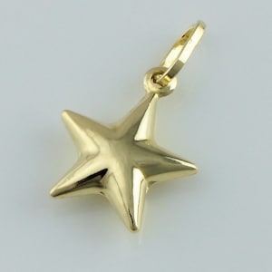 9ct Yellow Gold Star Charm - Gold Star Pendant - 9k Gold Star Charm - Yellow Gold Star Pendant - 375 Gold Puffy Charm - Hollow Gold Charm