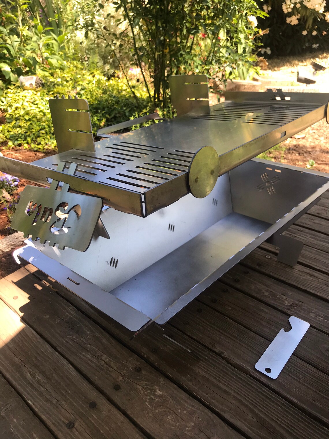 Collapsible fire pit BBQ grill laser cut metal Etsy