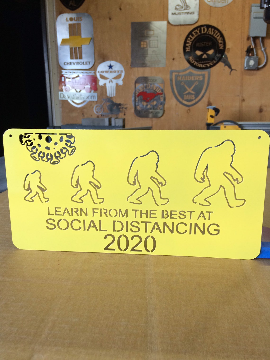 Bigfoot Metal Sign Laser Cut Social Distancing Etsy