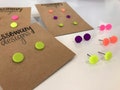 Buy 3 get 4th free Tiny circle pair of polymer clay ANY COLOUR stud earrings product logo