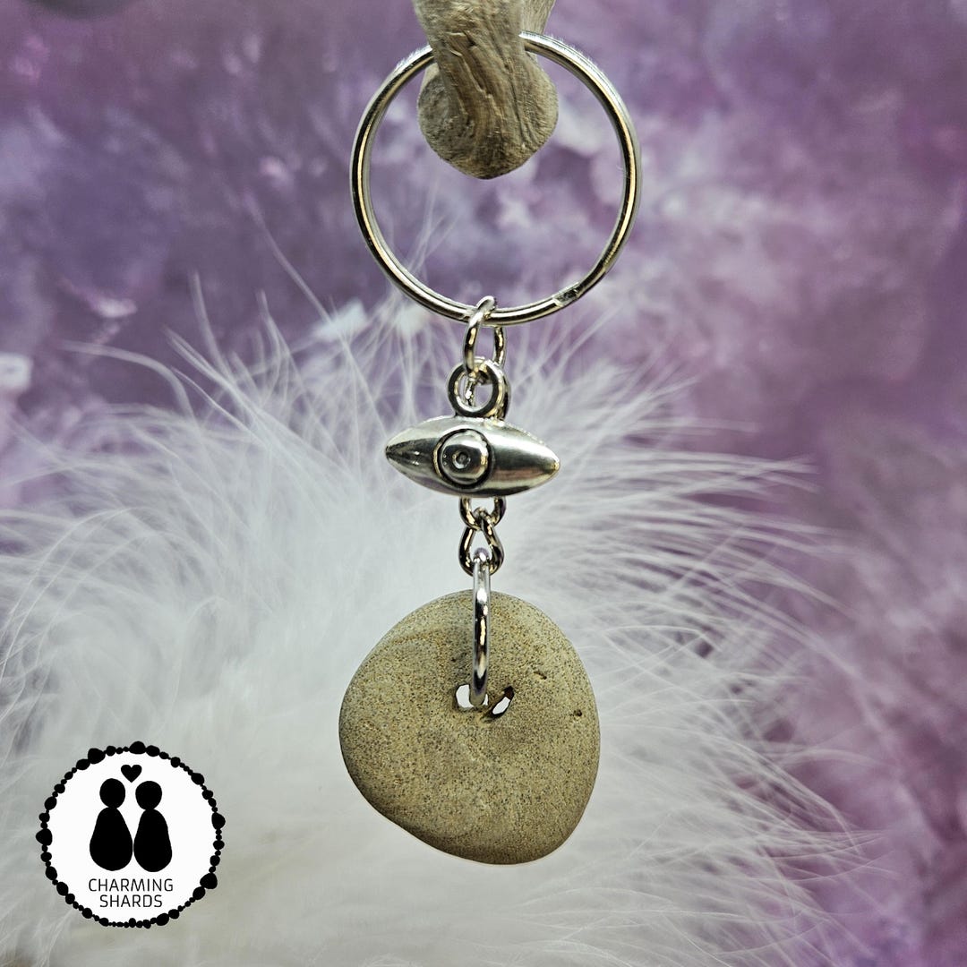 Natural Hag Stone Keychain Key Ring Key Fob Lake Michigan Genuine Odin ...