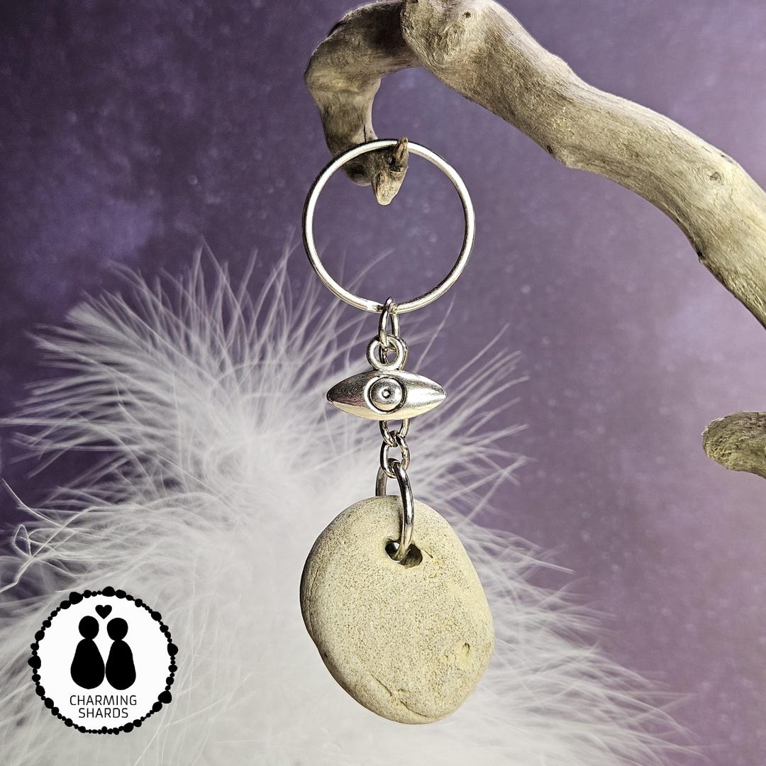 Key Chain With Little Rocks Natural Hag Stone Keychain Key Ring Key Fob Lake Michigan Genuine Odin ...