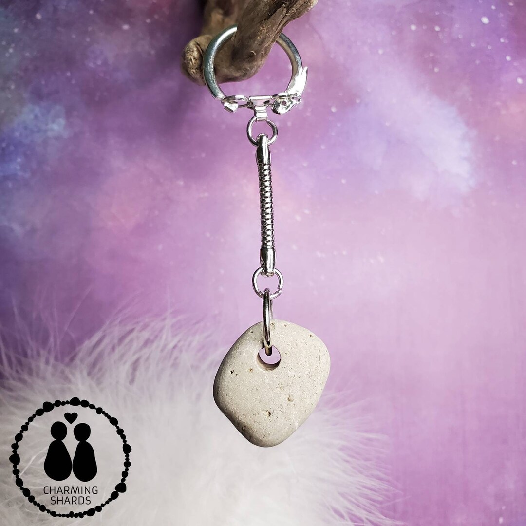 Natural Hag Stone Keychain Key Ring Key Fob Lake Michigan Genuine Odin ...