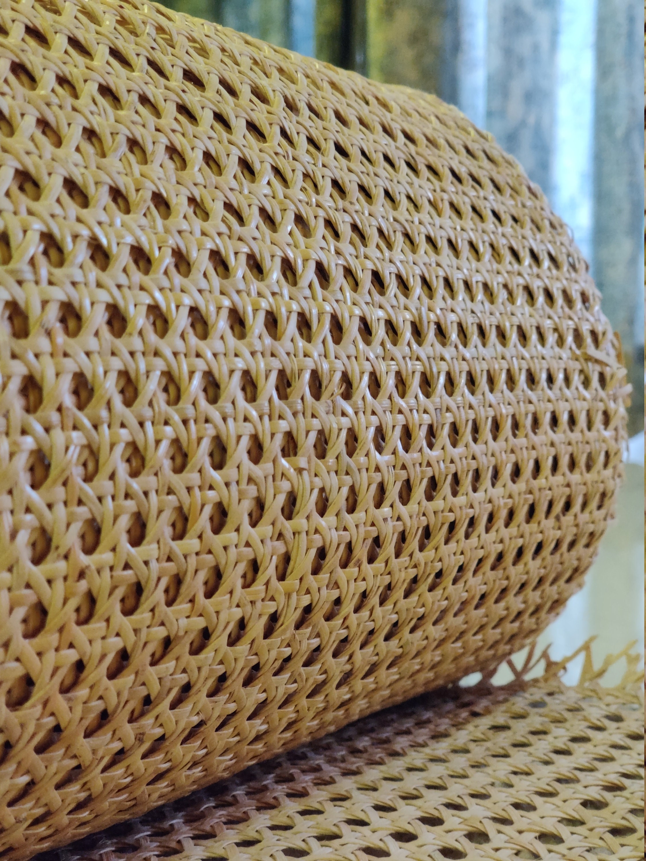 Cane Webbing 24'' Width Dark Natural Hexagon Rattan Cane Mesh Webbing Roll/caning  Material for Cane Furniture, 