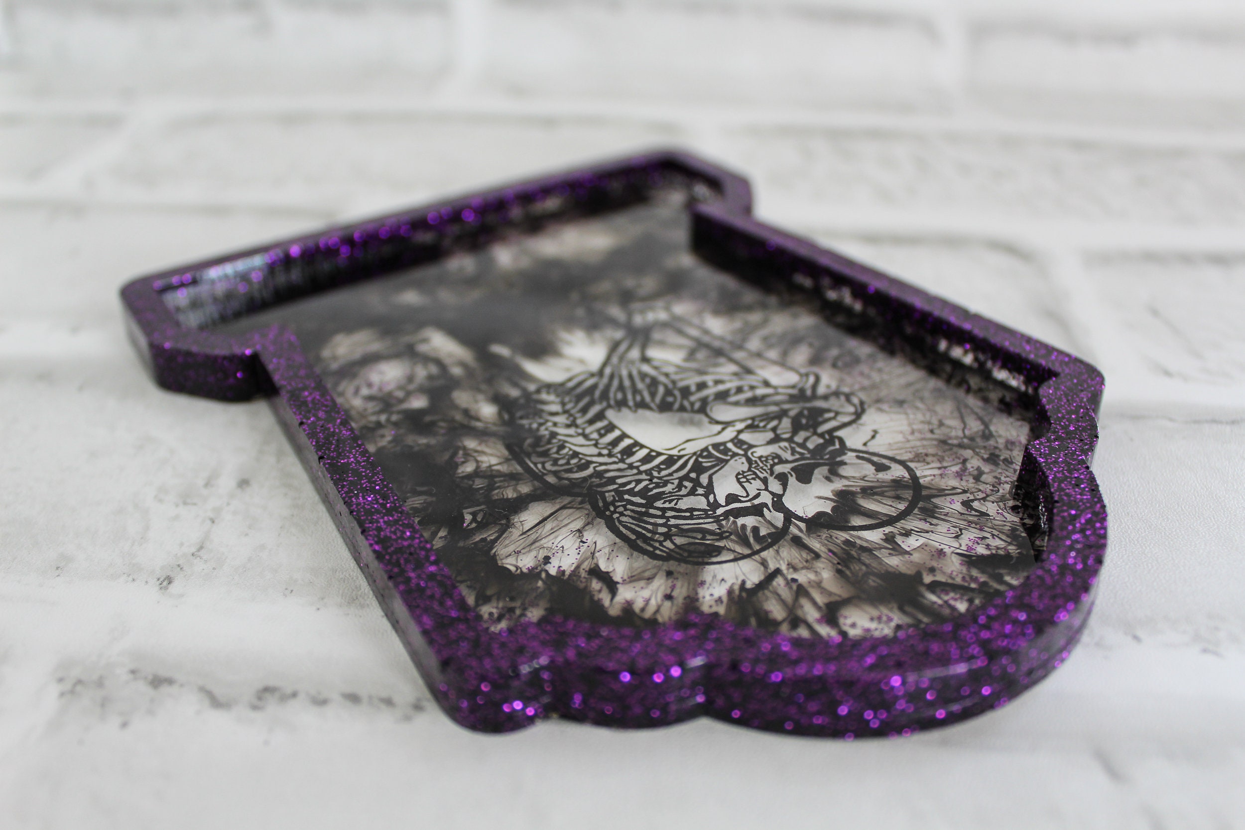 Tombstone/Headstone Trinket Tray Purple Glittered Edge With | Etsy
