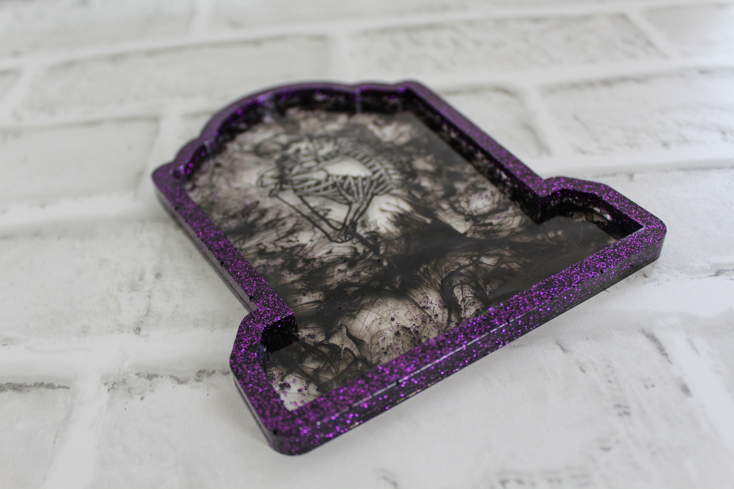 Tombstone/Headstone Trinket Tray Purple Glittered Edge With | Etsy